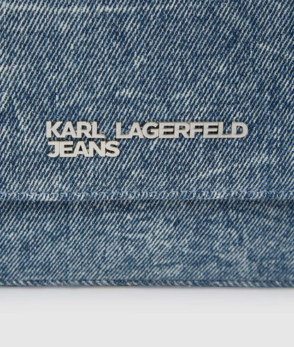 KarlLagerfeld Denim Chain Top Handle Bag Washed Medium Blue