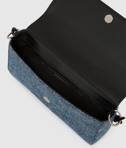 KarlLagerfeld Denim Chain Top Handle Bag Washed Medium Blue