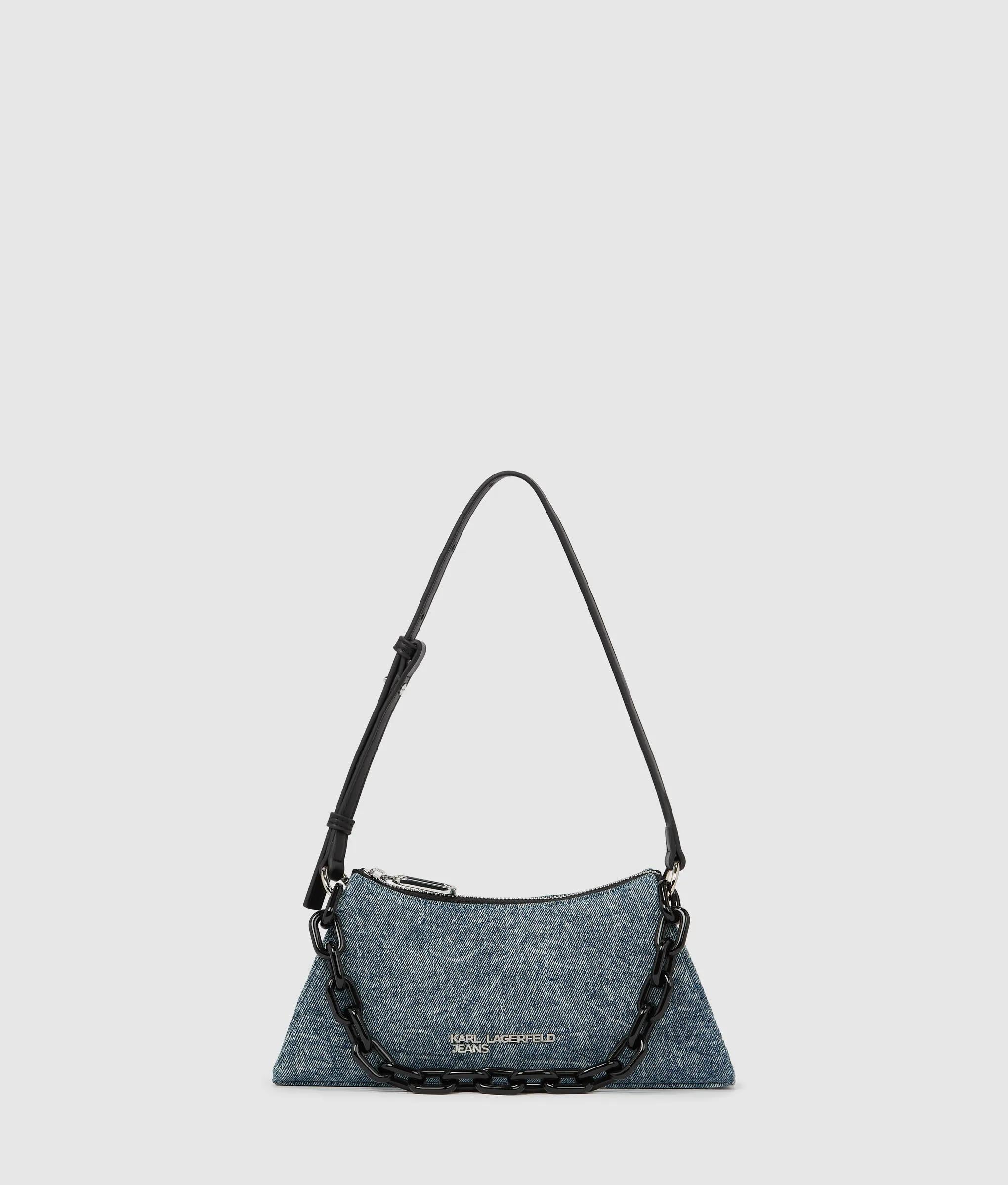 KarlLagerfeld Denim Chain Shoulder Bag Washed Medium Blue