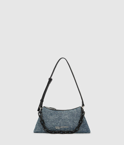 KarlLagerfeld Denim Chain Shoulder Bag Washed Medium Blue
