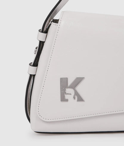 KarlLagerfeld Geo High-Shine Flap Bag Off White