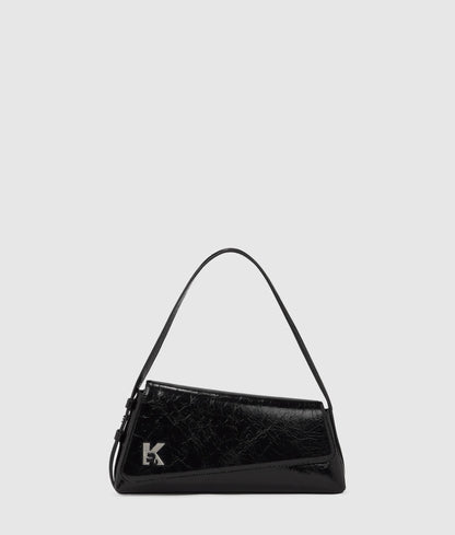 KarlLagerfeld Geo High-Shine Flap Bag Black