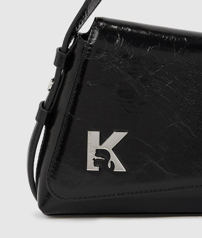 KarlLagerfeld Geo High-Shine Flap Bag Black