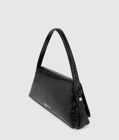 KarlLagerfeld Geo High-Shine Flap Bag Black