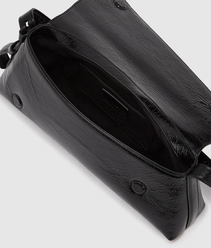 KarlLagerfeld Geo High-Shine Flap Bag Black