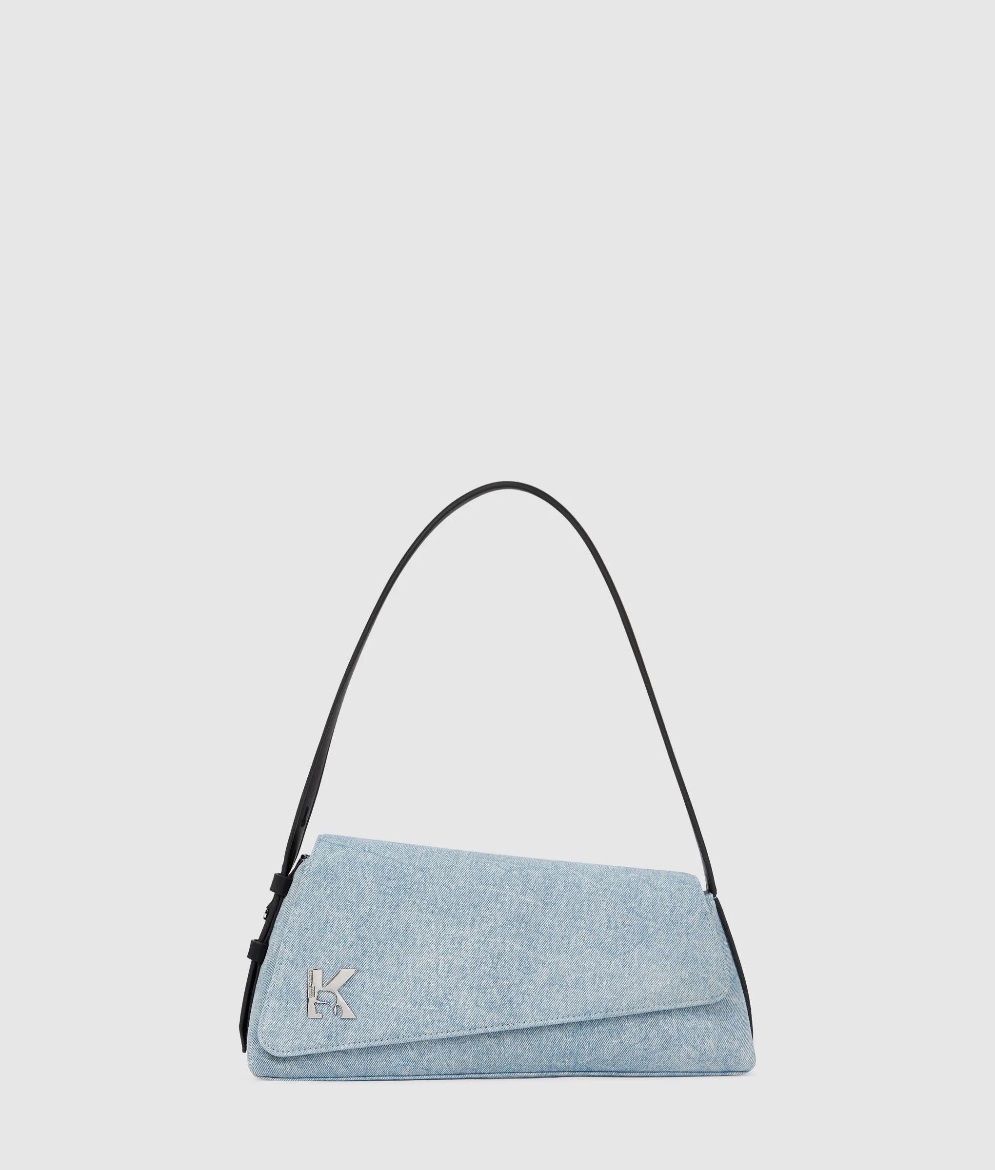 KarlLagerfeld Geo Denim Flap Bag Acid Light Blue