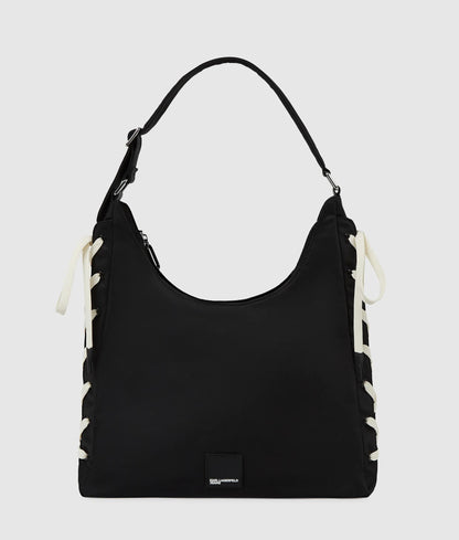 KarlLagerfeld Nylon Lace-Up Tote Bag Black