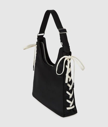 KarlLagerfeld Nylon Lace-Up Tote Bag Black