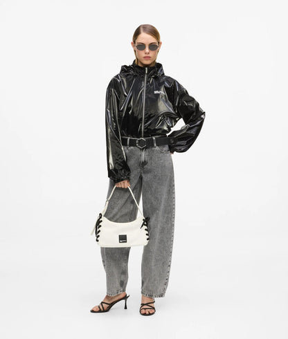 KarlLagerfeld Nylon Lace-Up Shoulder Bag White