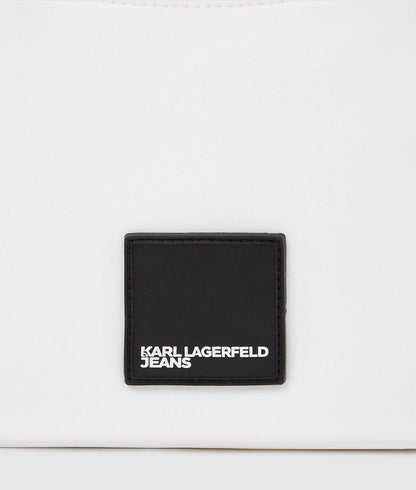 KarlLagerfeld Nylon Lace-Up Shoulder Bag White