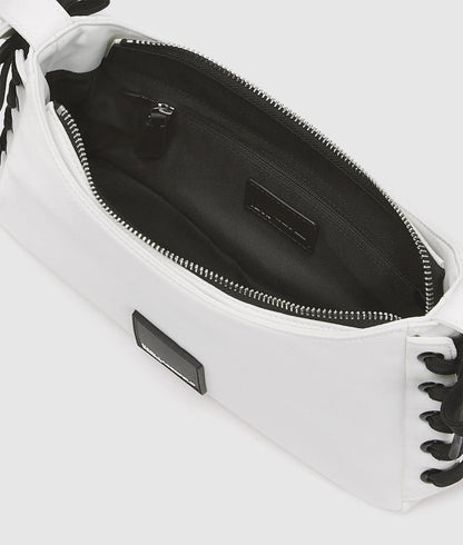 KarlLagerfeld Nylon Lace-Up Shoulder Bag White