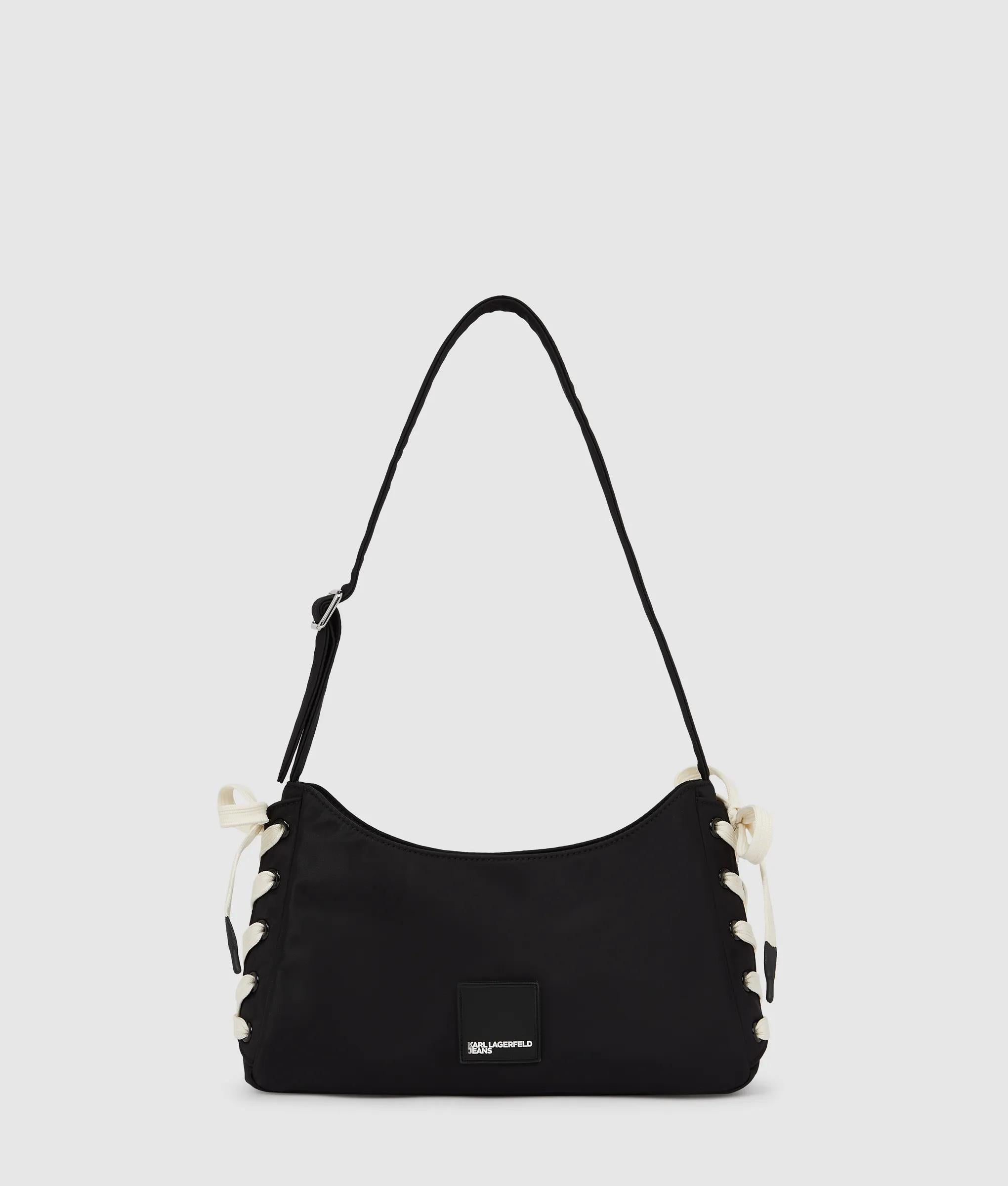 KarlLagerfeld Nylon Lace-Up Shoulder Bag Black