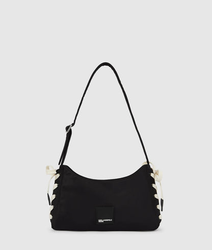 KarlLagerfeld Nylon Lace-Up Shoulder Bag Black