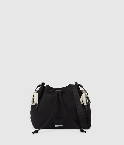 KarlLagerfeld Nylon Lace-Up Bucket Bag Black