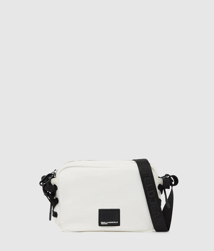 KarlLagerfeld Nylon Lace-Up Camera Bag White
