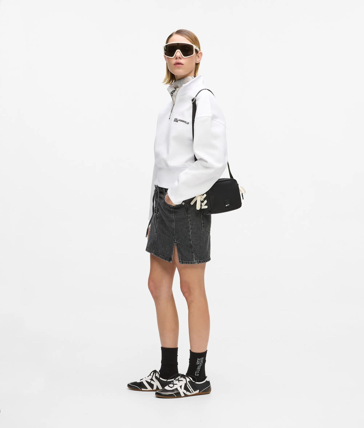 KarlLagerfeld Nylon Lace-Up Camera Bag Black