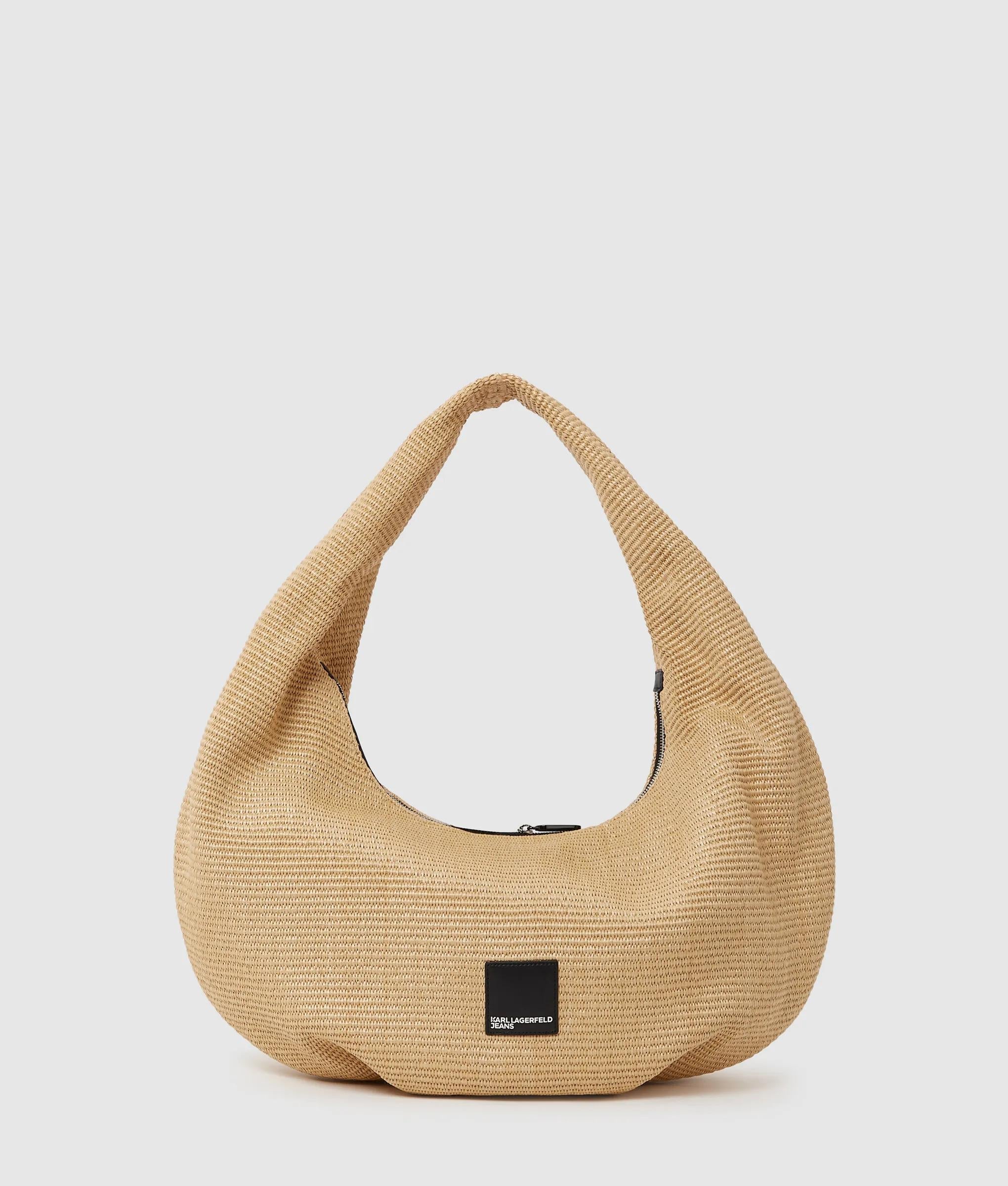 KarlLagerfeld Woven Large Hobo Bag Natural