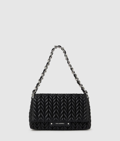 KarlLagerfeld Kweave Flap Shoulder Bag Black-Nickel
