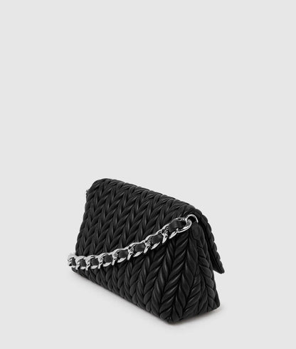 KarlLagerfeld Kweave Flap Shoulder Bag Black-Nickel