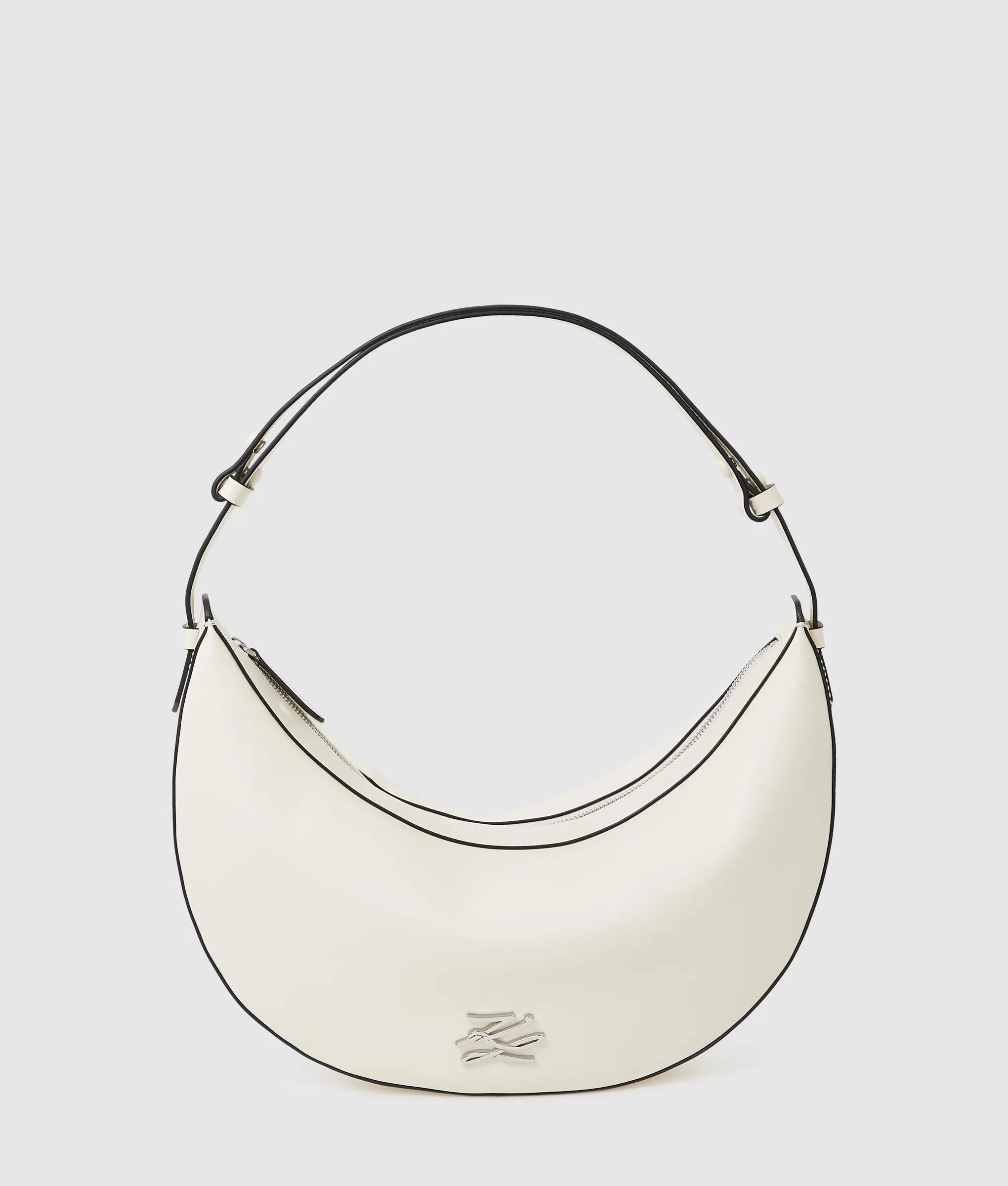 KarlLagerfeld Kautograph Oversized Moon Bag Off White