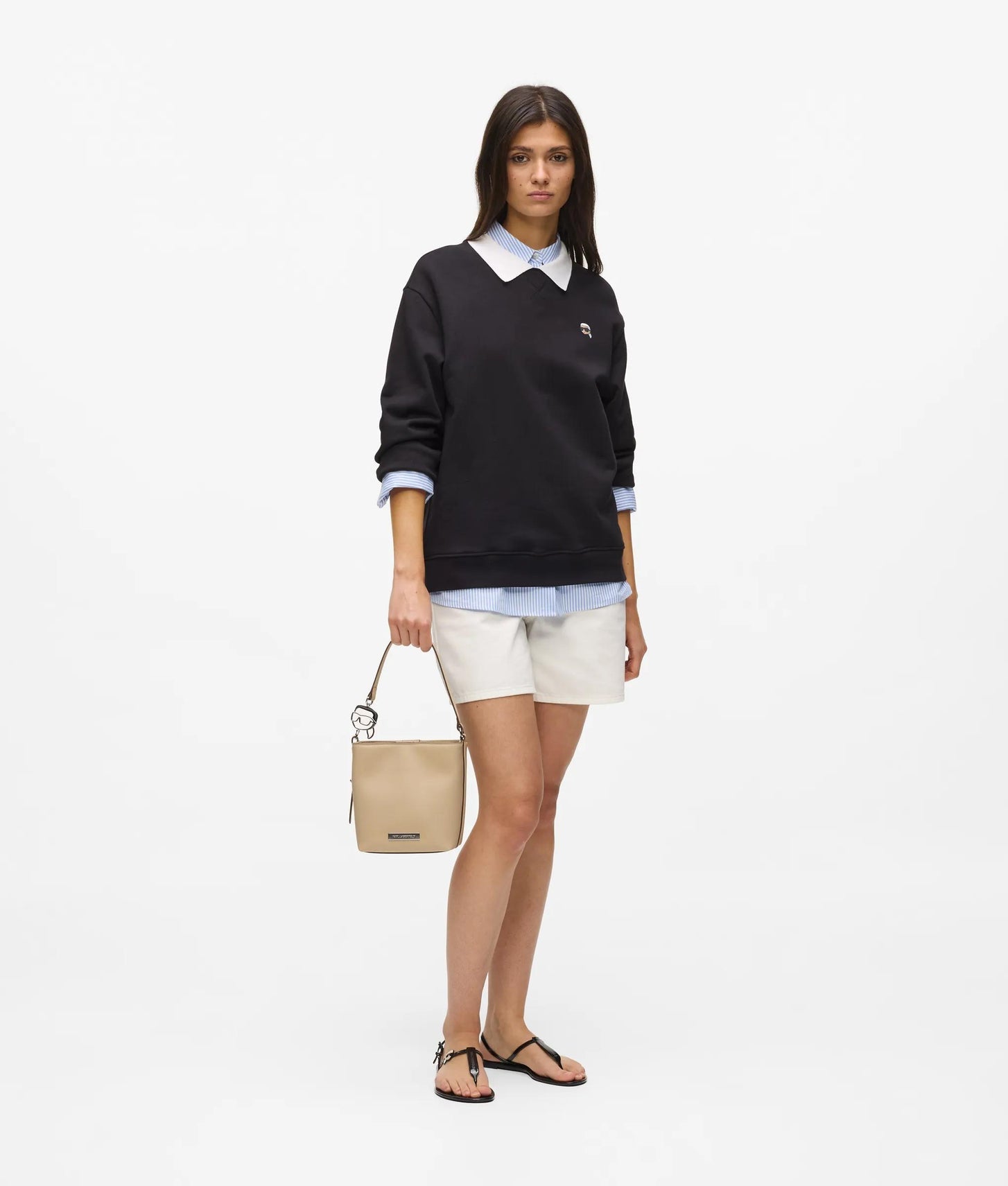 KarlLagerfeld Ikon Smooth Bucket Bag Safari