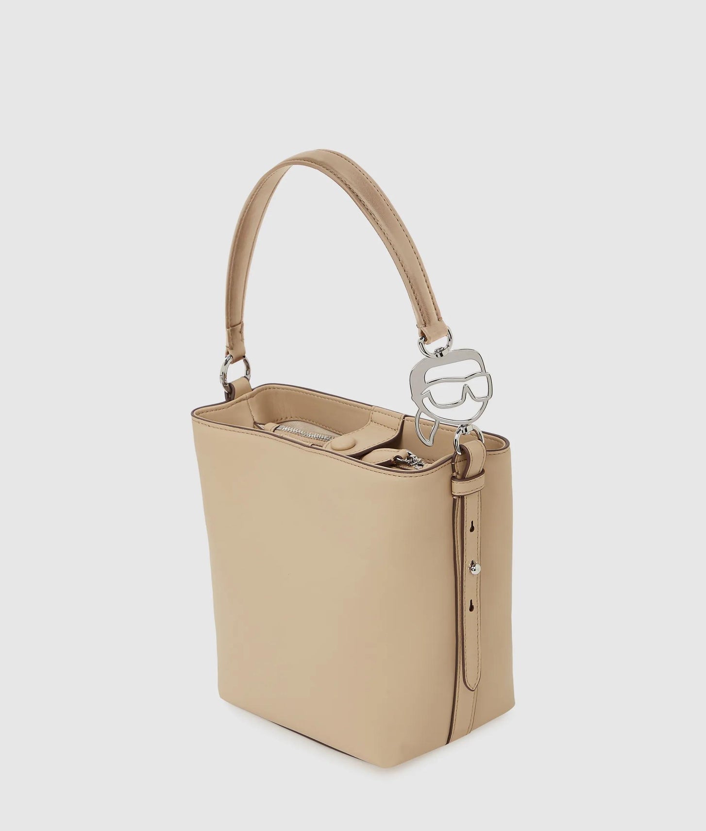 KarlLagerfeld Ikon Smooth Bucket Bag Safari
