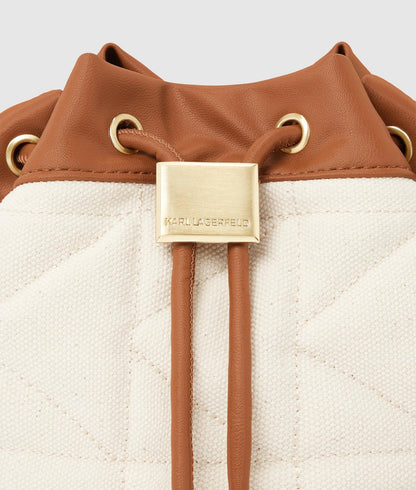 KarlLagerfeld Kl X Amber Valletta Kuilt Canvas Bucket Bag Natural