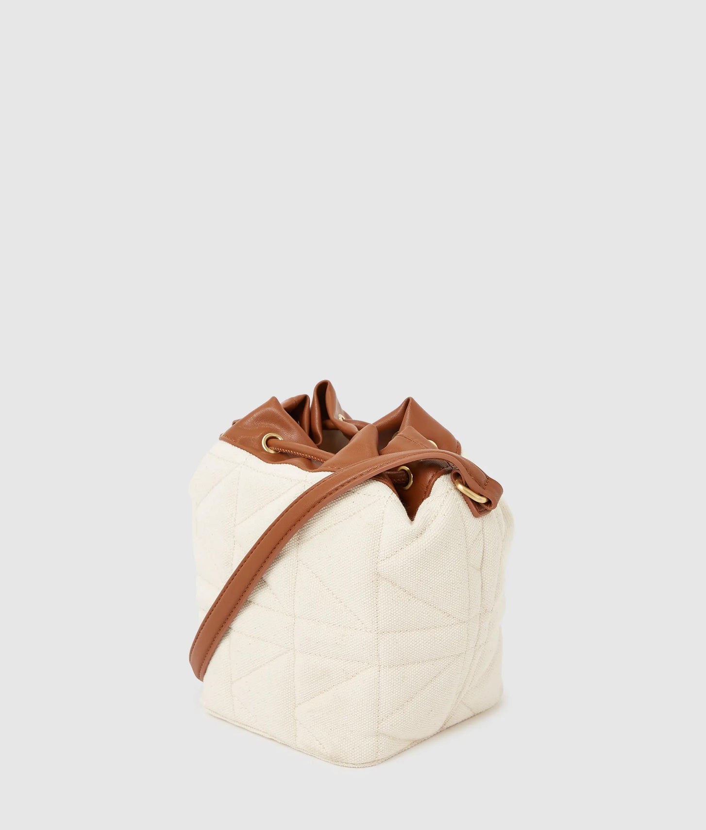 KarlLagerfeld Kl X Amber Valletta Kuilt Canvas Bucket Bag Natural