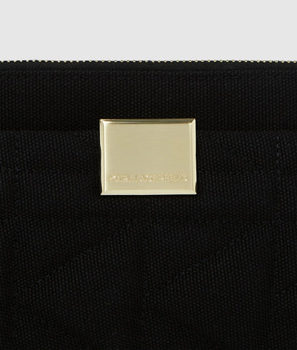KarlLagerfeld Kl X Amber Valletta Kuilt Canvas Shoulder Bag Black
