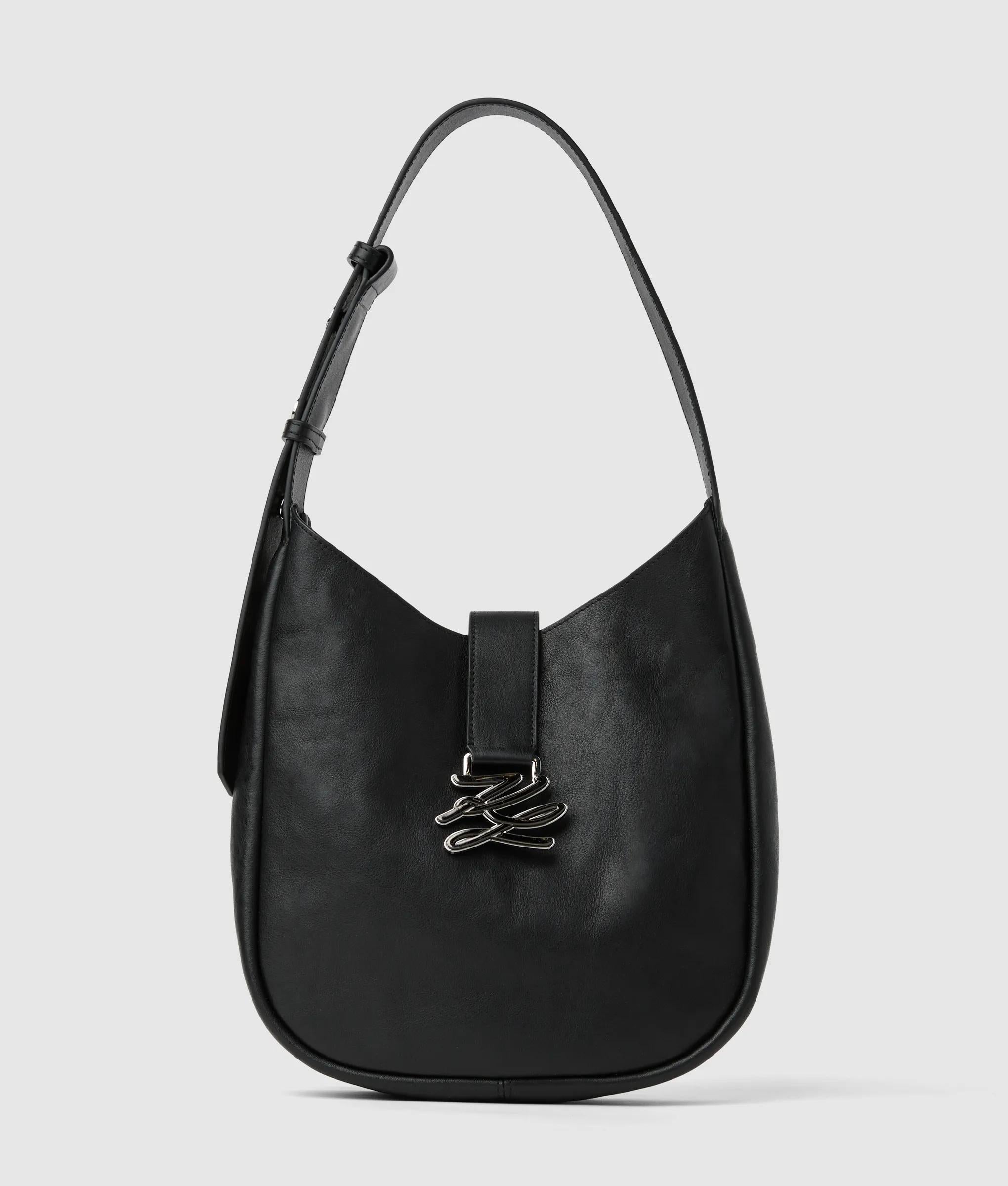 KarlLagerfeld Kautograph Swing Hobo Bag Black-Gunmetal