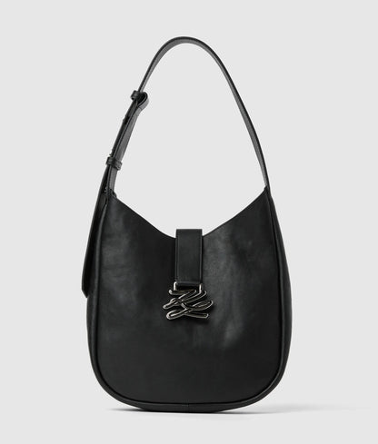 KarlLagerfeld Kautograph Swing Hobo Bag Black-Gunmetal