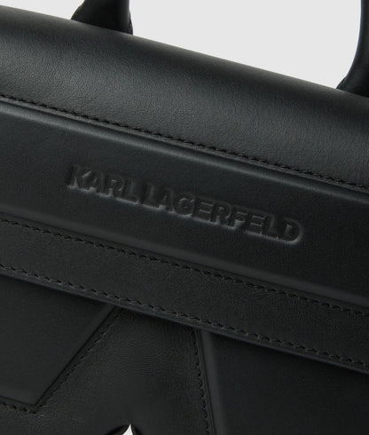 KarlLagerfeld Ikon K Leather Top Handle Bag Black-Nickel