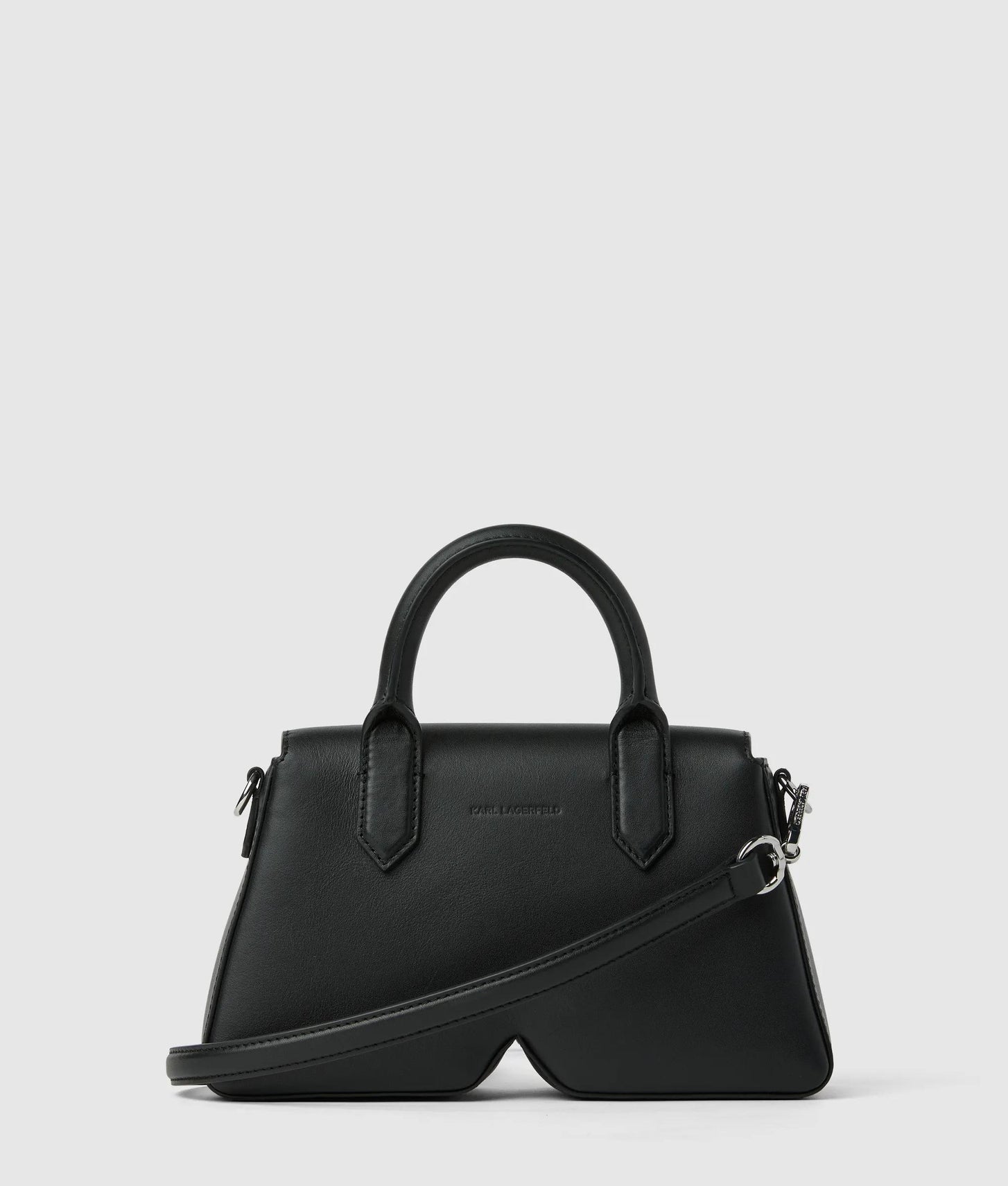KarlLagerfeld Ikon K Leather Top Handle Bag Black-Nickel