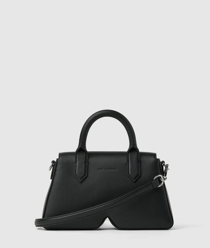 KarlLagerfeld Ikon K Leather Top Handle Bag Black-Nickel