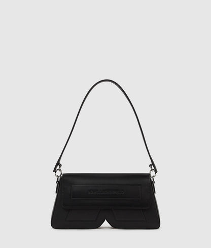 KarlLagerfeld Ikon K Leather Shoulder Bag Black-Nickel
