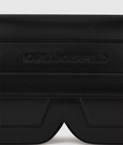 KarlLagerfeld Ikon K Leather Shoulder Bag Black-Nickel