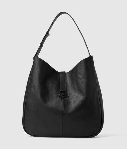KarlLagerfeld Kautograph Swing Oversized Hobo Bag Black-Gunmetal