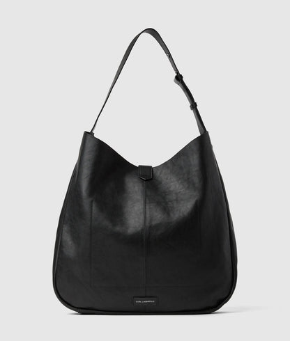 KarlLagerfeld Kautograph Swing Oversized Hobo Bag Black-Gunmetal