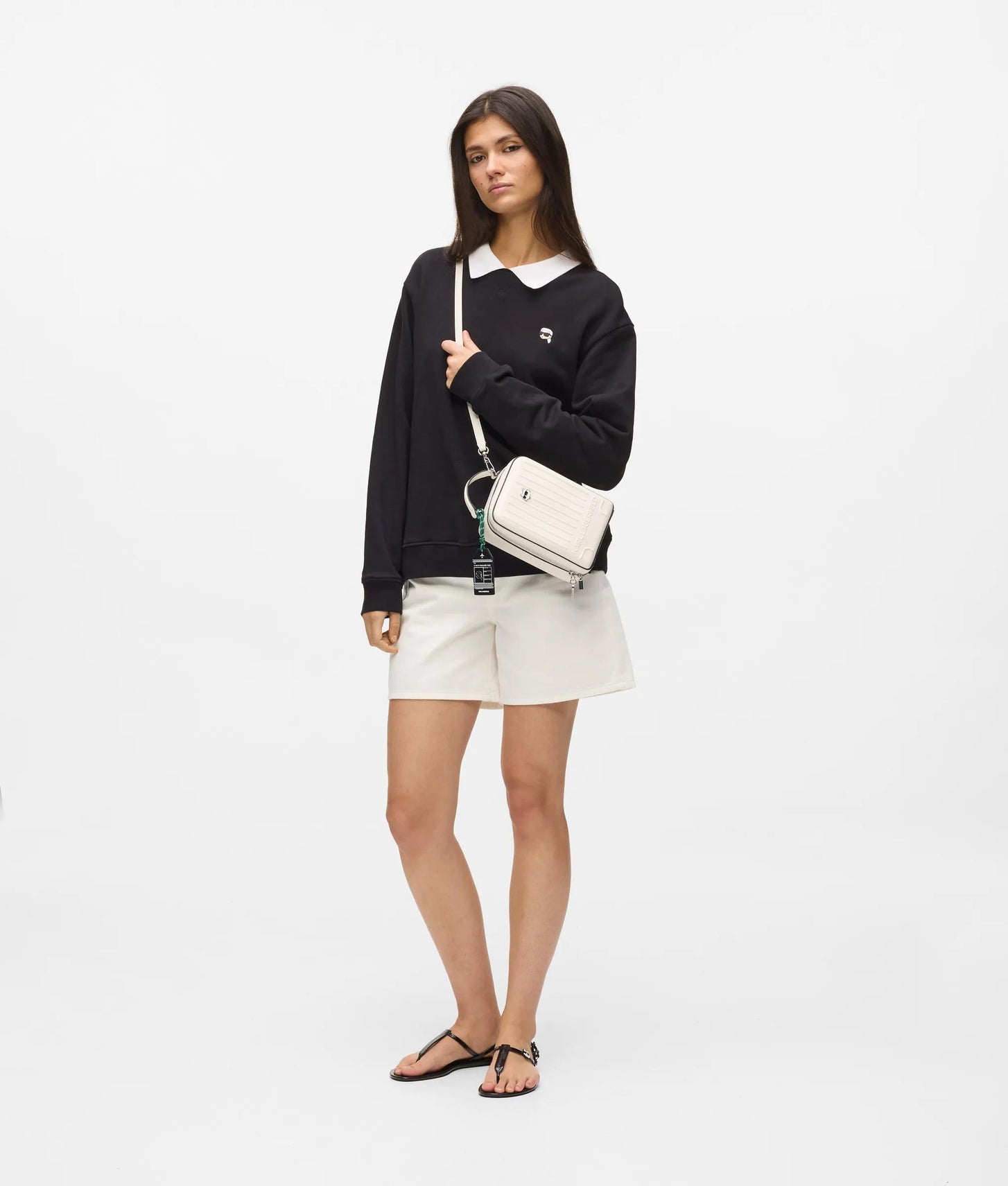 KarlLagerfeld Ikon Choupette Crossbody Suitcase Bag Off White