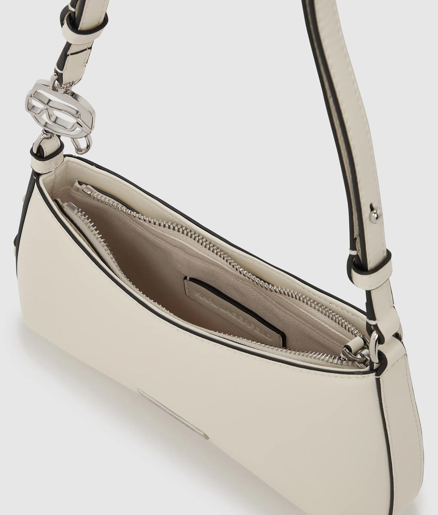 KarlLagerfeld Ikon Smooth Mini Shoulder Bag Off White