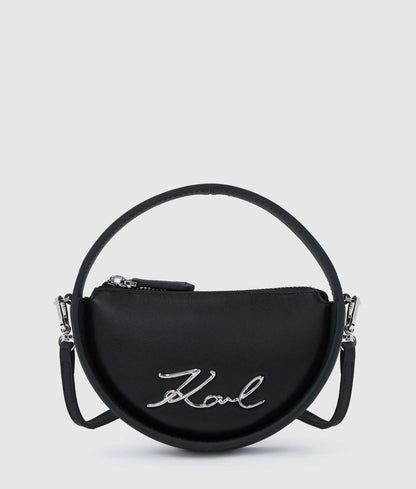 KarlLagerfeld Ksignature Nano Round Bag Black-Nickel