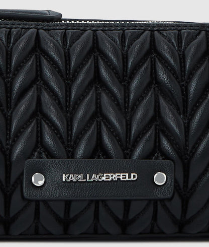 KarlLagerfeld Kweave Barrel Crossbody Bag Black-Nickel
