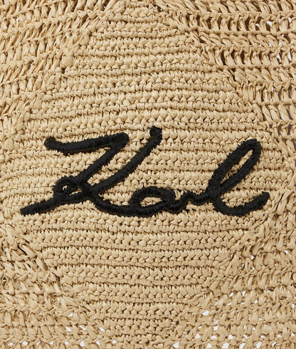 KarlLagerfeld Signature Crochet Large Beach Bag Natural