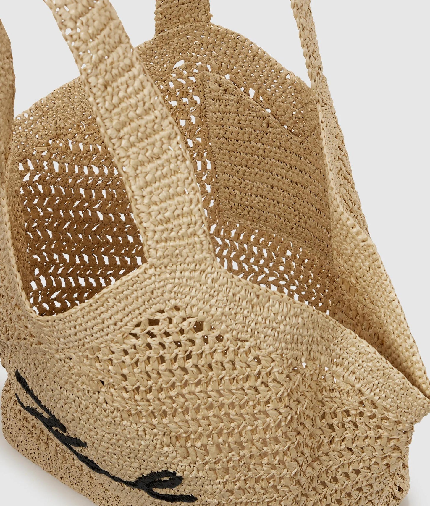 KarlLagerfeld Signature Crochet Large Beach Bag Natural