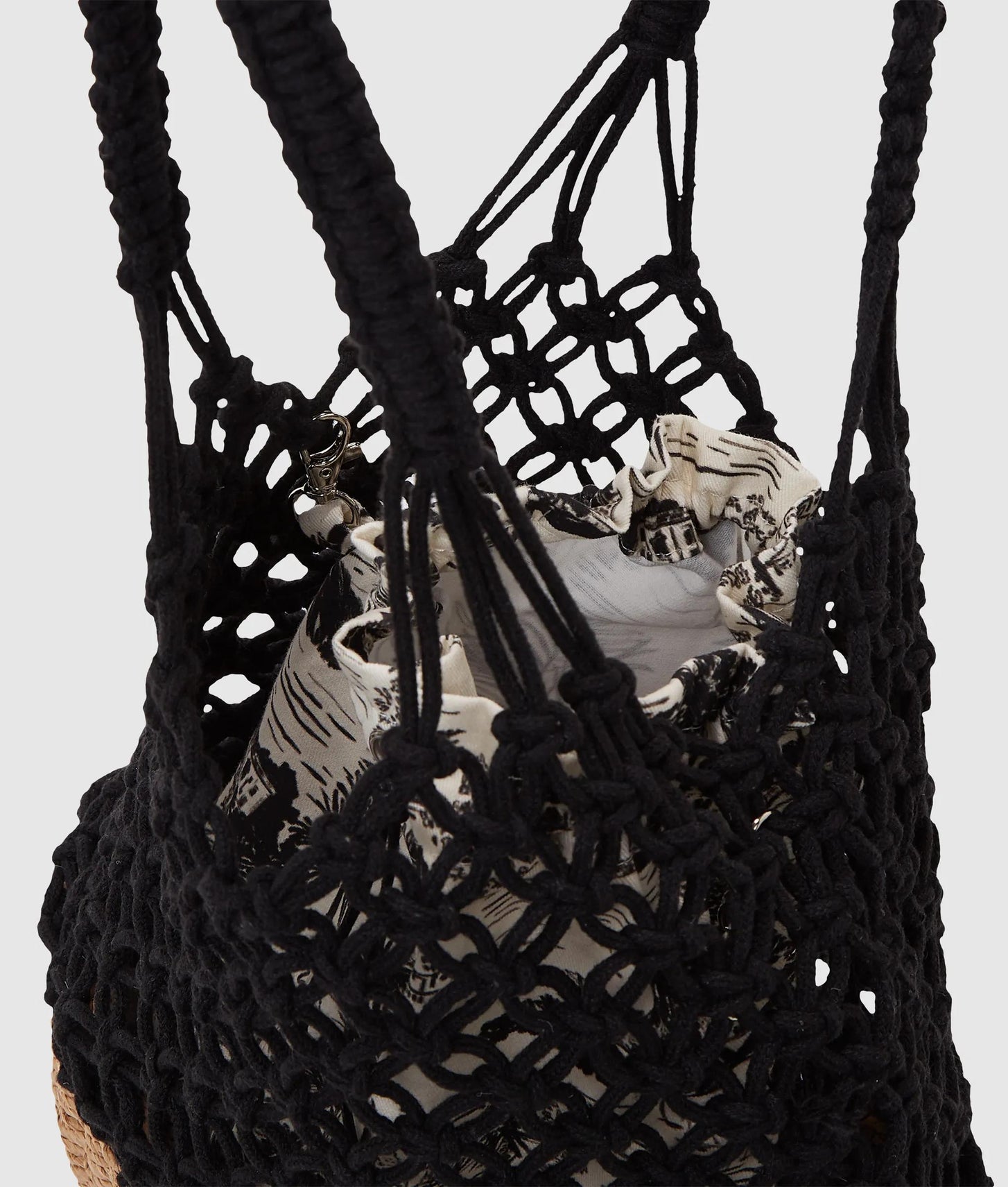 KarlLagerfeld Signature Macramé Beach Bag Natural/Black