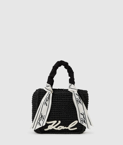KarlLagerfeld Signature Scarf Beach Bag Black