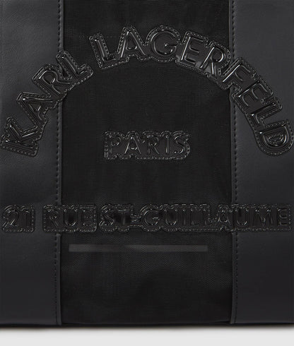 KarlLagerfeld Rue St-Guillaume Square Mesh Medium Tote Bag Black