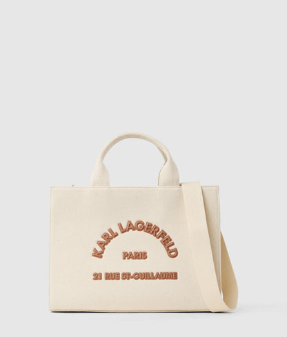 KarlLagerfeld Rue St-Guillaume Square Patch Medium Tote Bag Natural