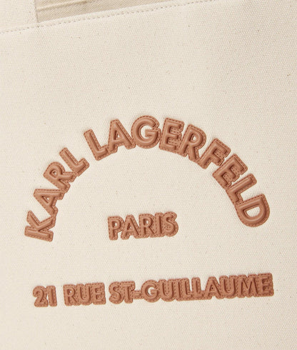KarlLagerfeld Rue St-Guillaume Square Patch Medium Tote Bag Natural