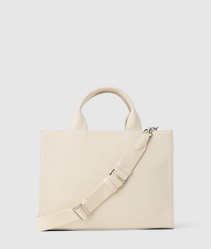 KarlLagerfeld Rue St-Guillaume Square Patch Medium Tote Bag Natural